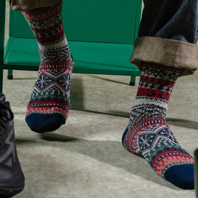 Vintage Tribal Geometric Patterns Cotton Socks - Image 5