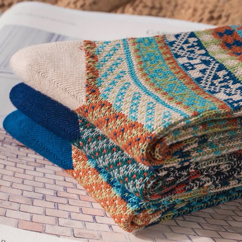 Vintage Tribal Geometric Patterns Cotton Socks - Image 8