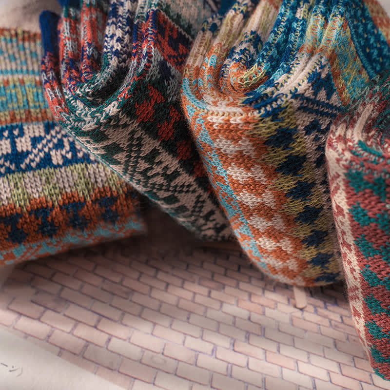 Vintage Tribal Geometric Patterns Cotton Socks - Image 9