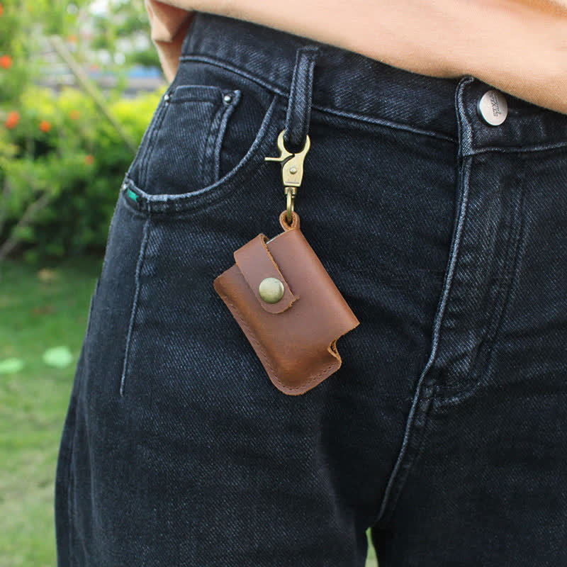 Vintage Waist Hanging Lighter Holder Leather Belt Bag - Image 2