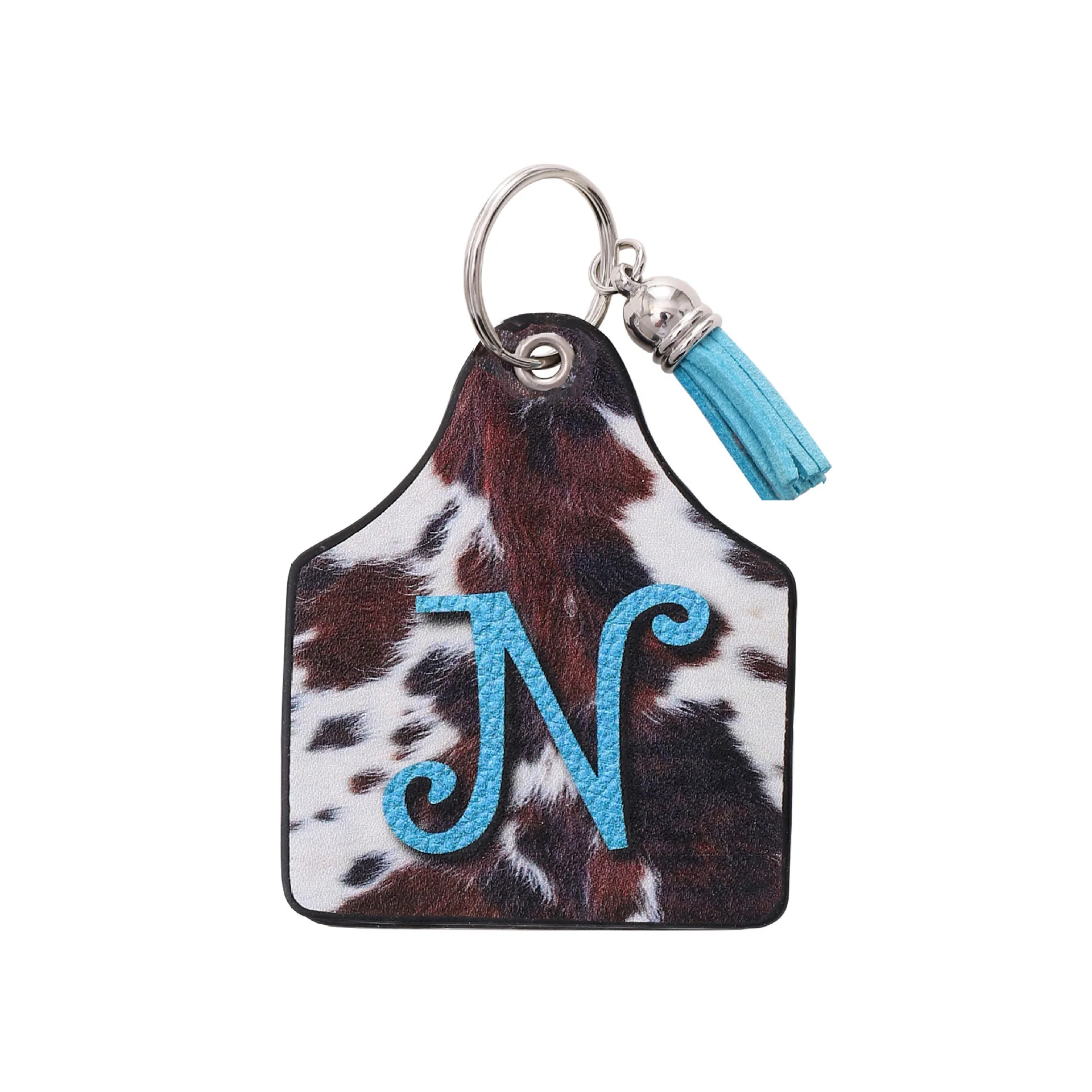 Vintage Western Farm Cow Pattern&Letter Printed Leather Keychain - Image 14