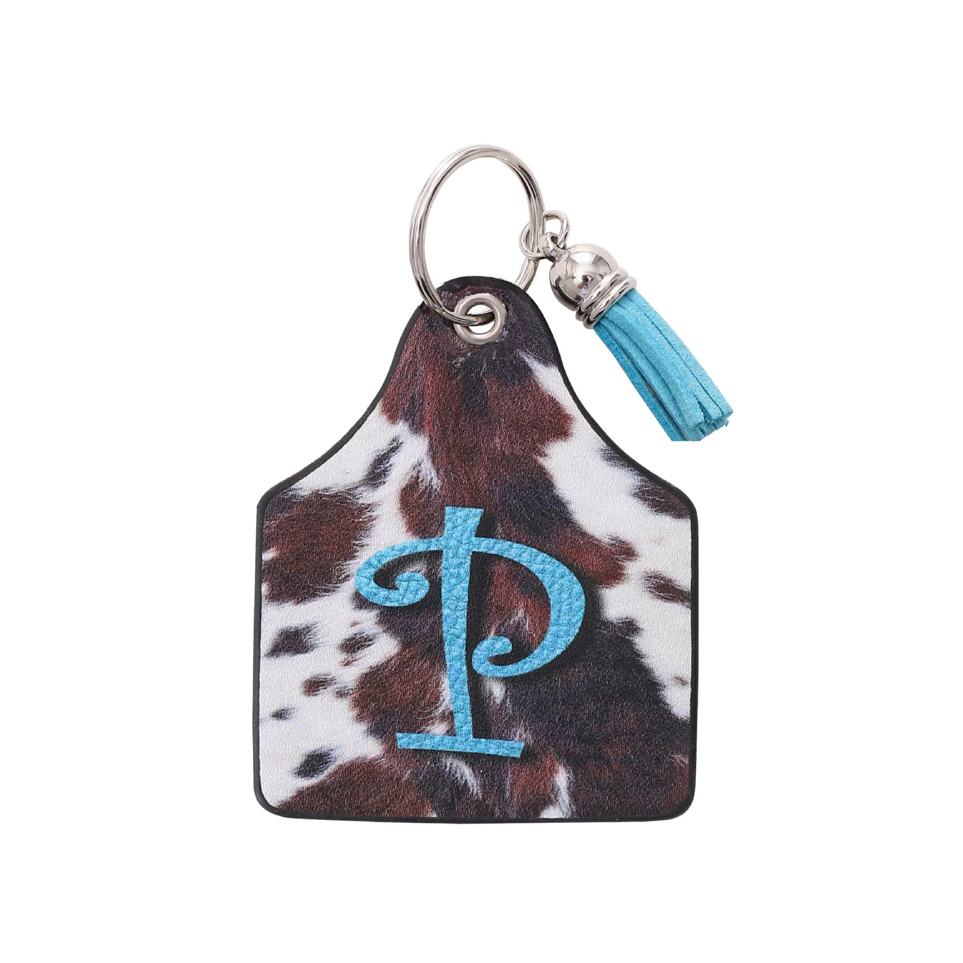 Vintage Western Farm Cow Pattern&Letter Printed Leather Keychain - Image 15