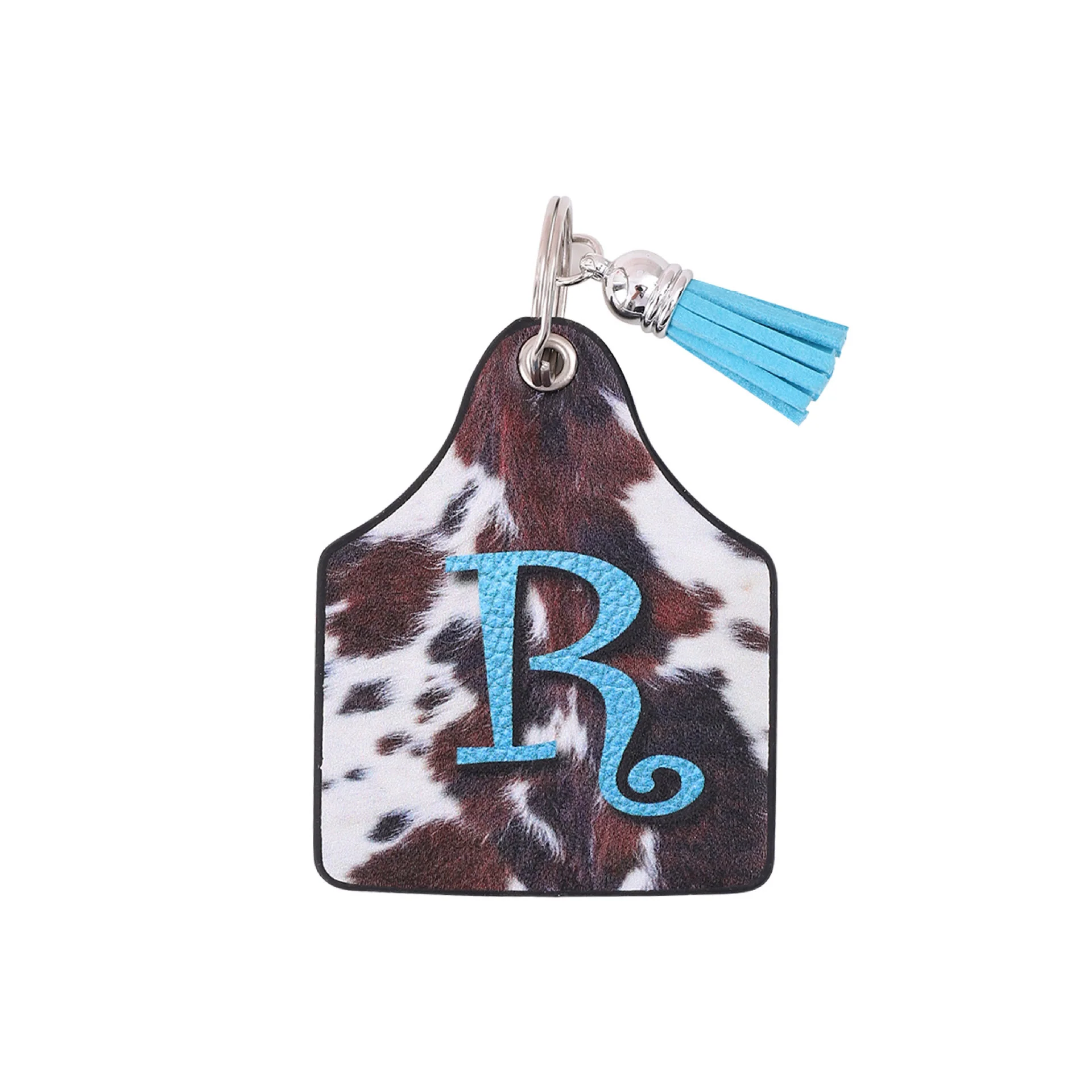Vintage Western Farm Cow Pattern&Letter Printed Leather Keychain - Image 16