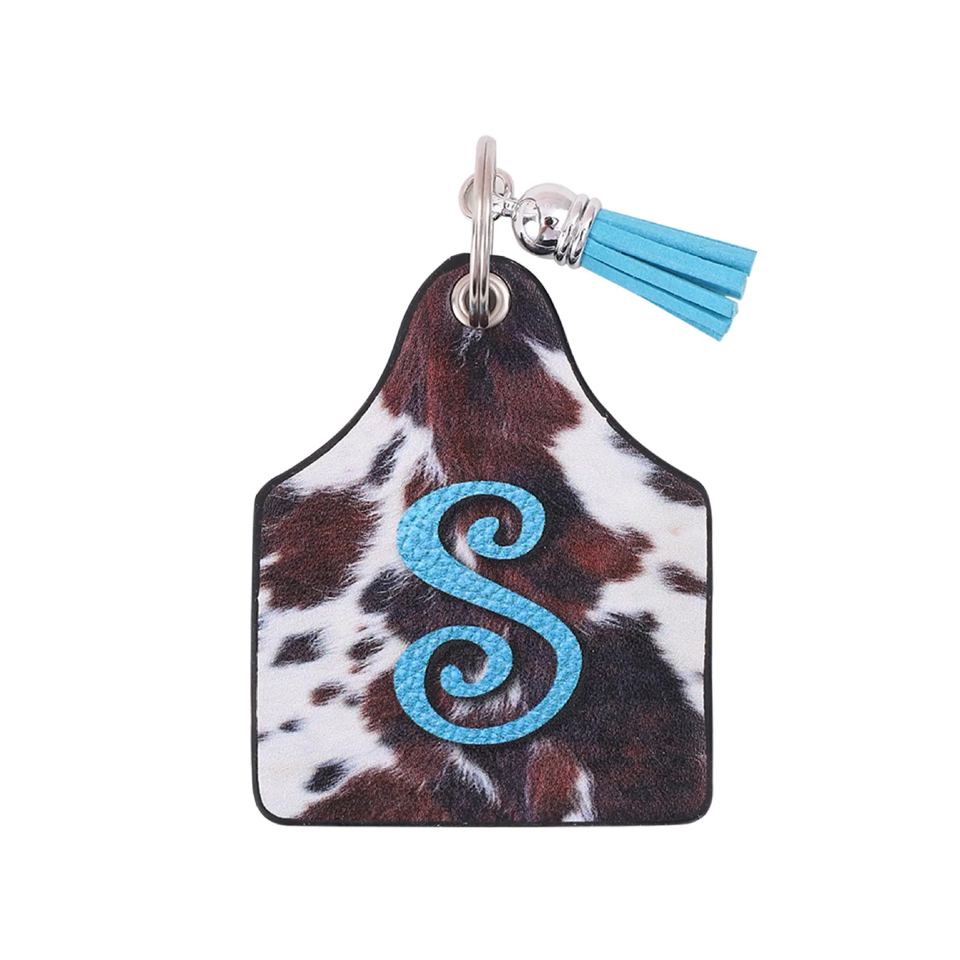 Vintage Western Farm Cow Pattern&Letter Printed Leather Keychain - Image 17