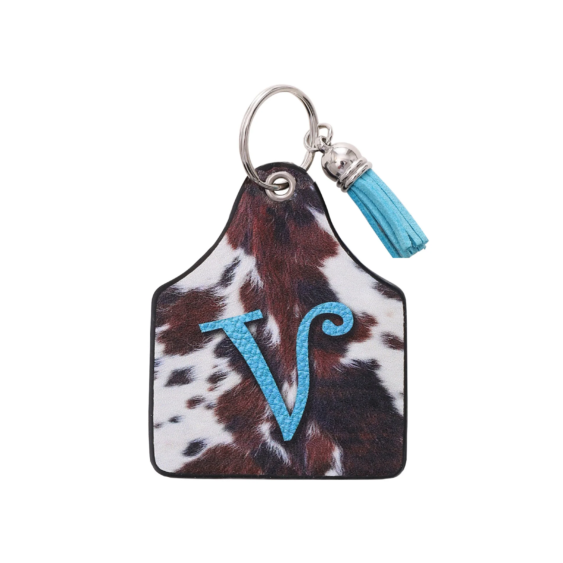 Vintage Western Farm Cow Pattern&Letter Printed Leather Keychain - Image 19