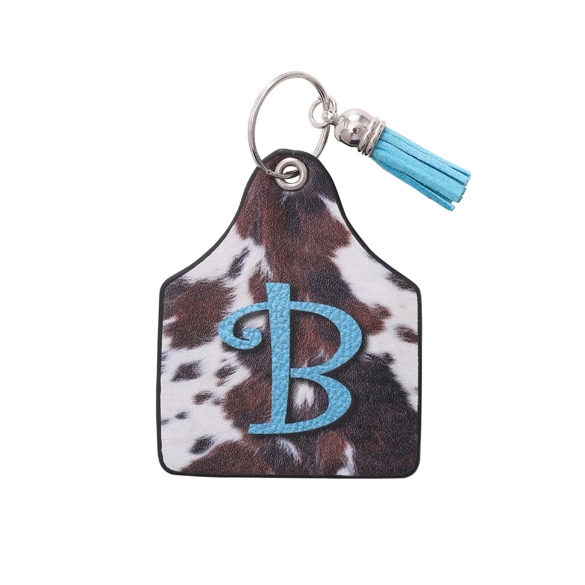 Vintage Western Farm Cow Pattern&Letter Printed Leather Keychain - Image 4