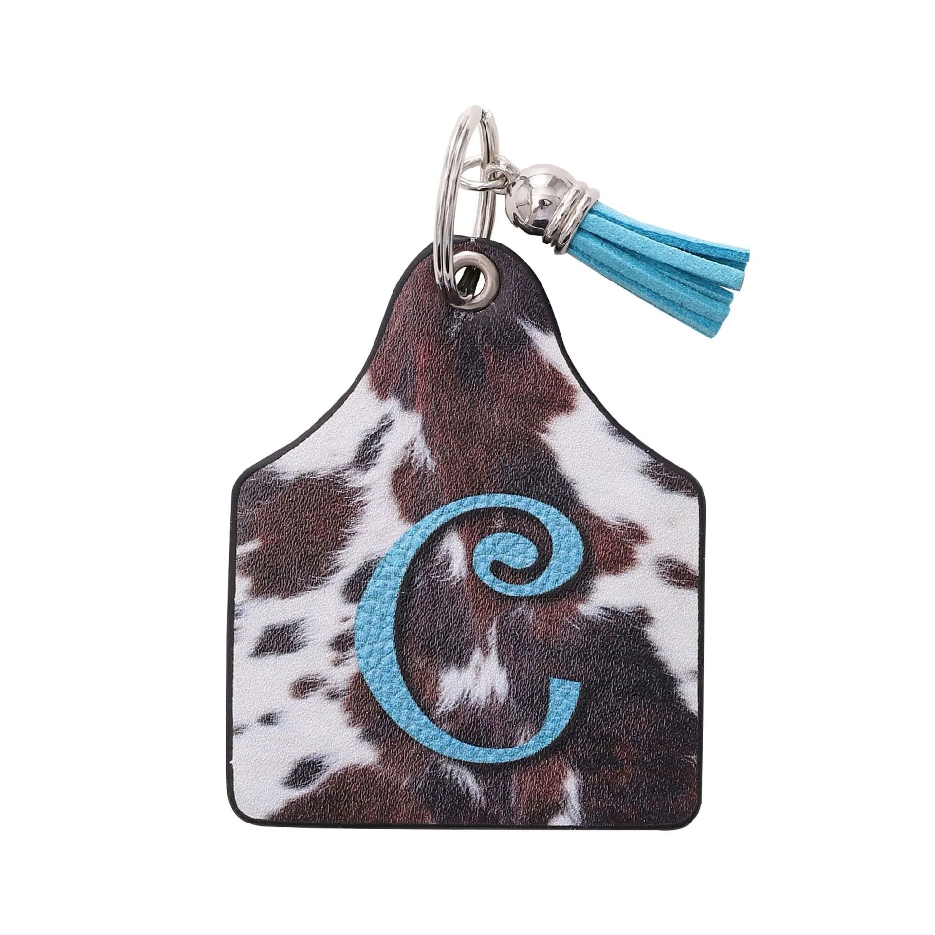 Vintage Western Farm Cow Pattern&Letter Printed Leather Keychain - Image 5
