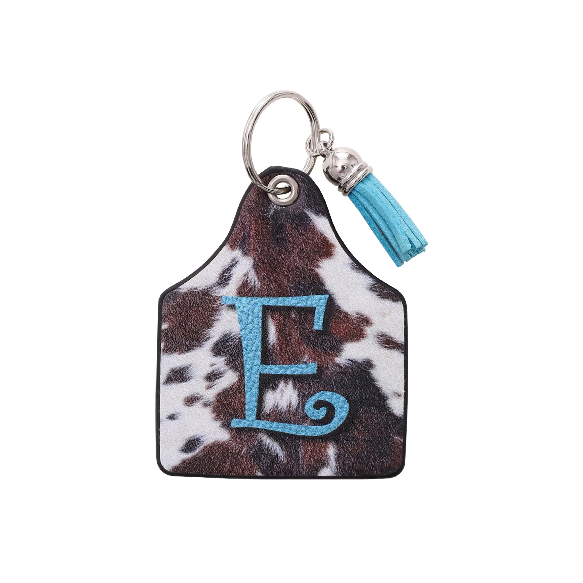 Vintage Western Farm Cow Pattern&Letter Printed Leather Keychain - Image 7