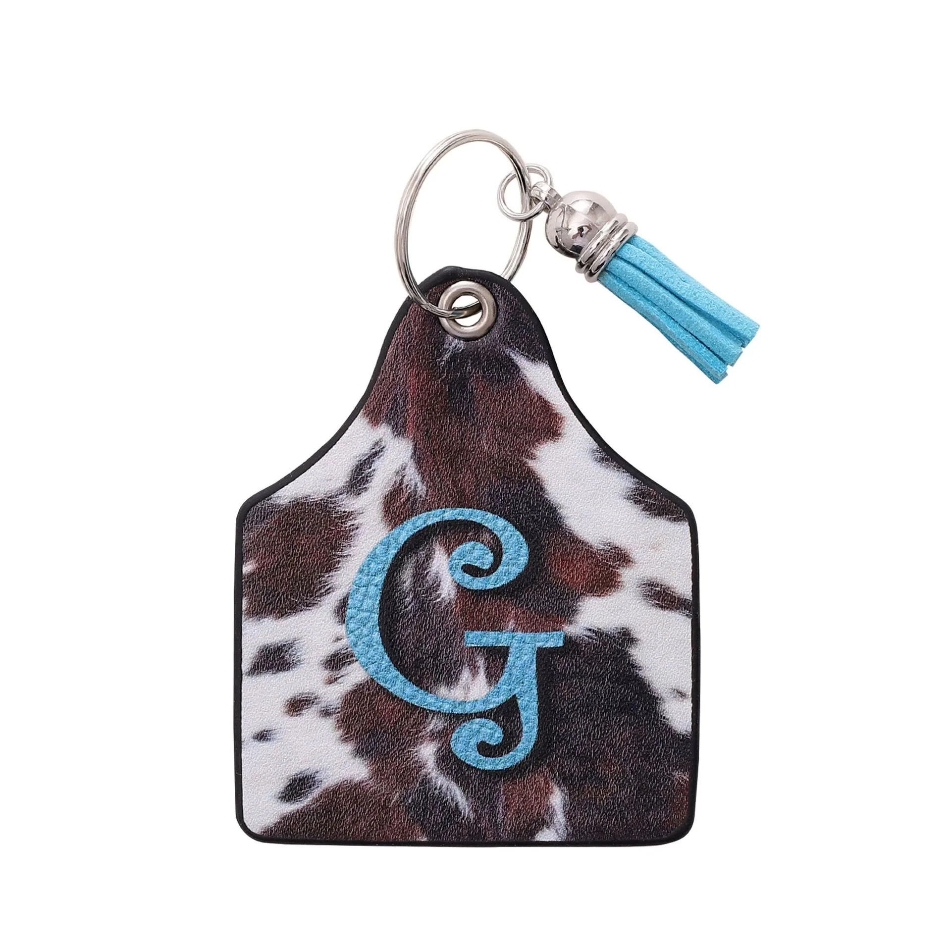 Vintage Western Farm Cow Pattern&Letter Printed Leather Keychain - Image 9