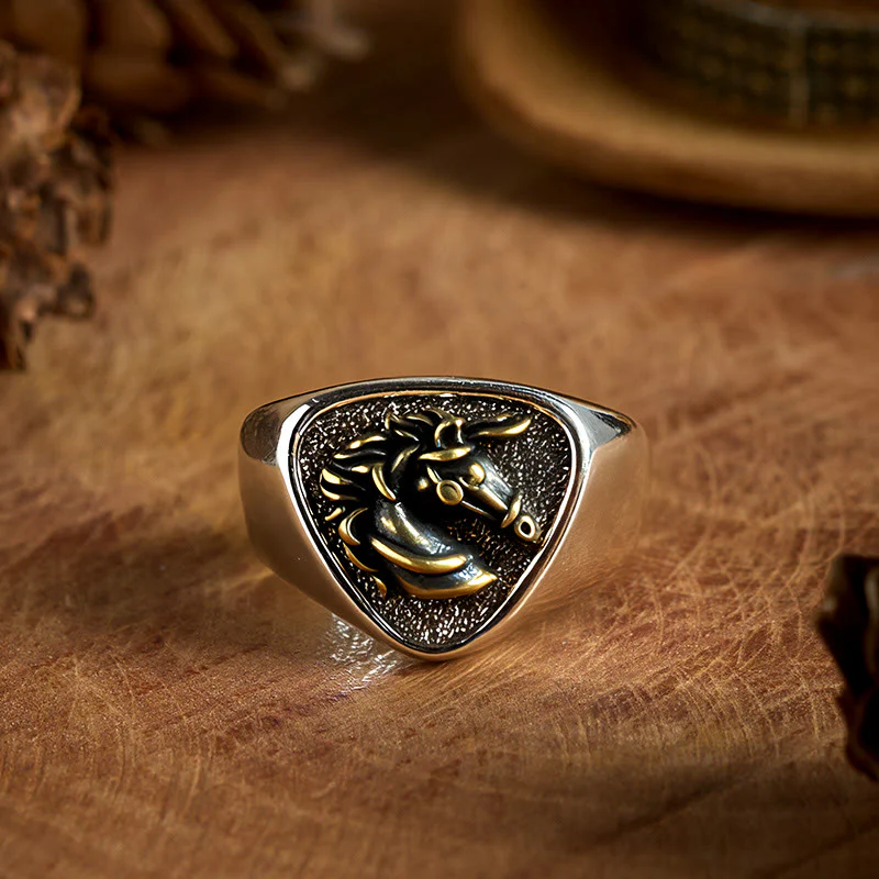 Vintage Western Style Exquisite 3D Horsehead Ring