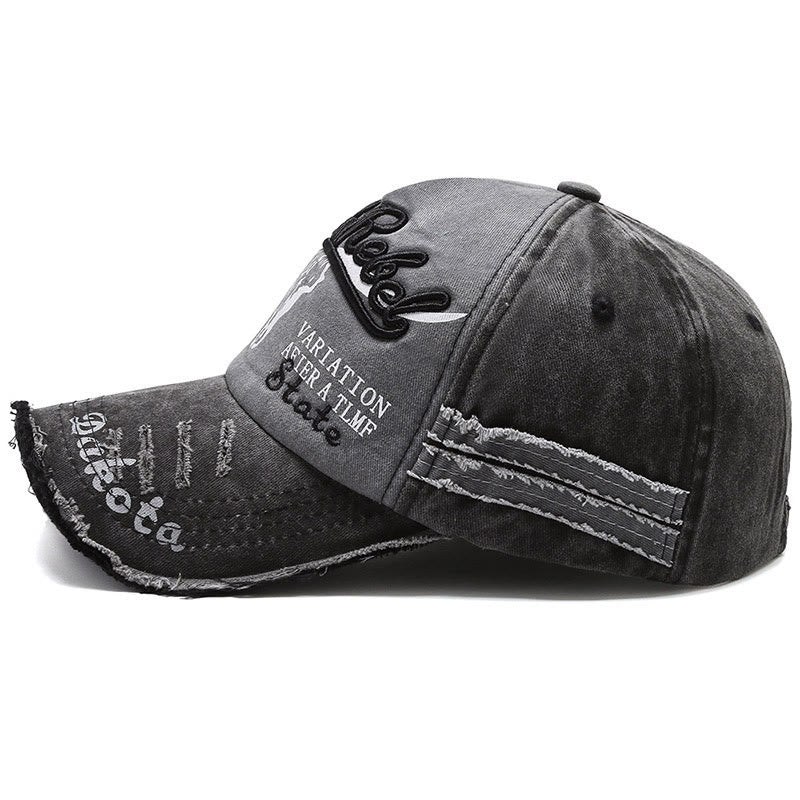 Vintage Western Style Worn-out Longhorned Bullhead Baseball Cap - Image 3