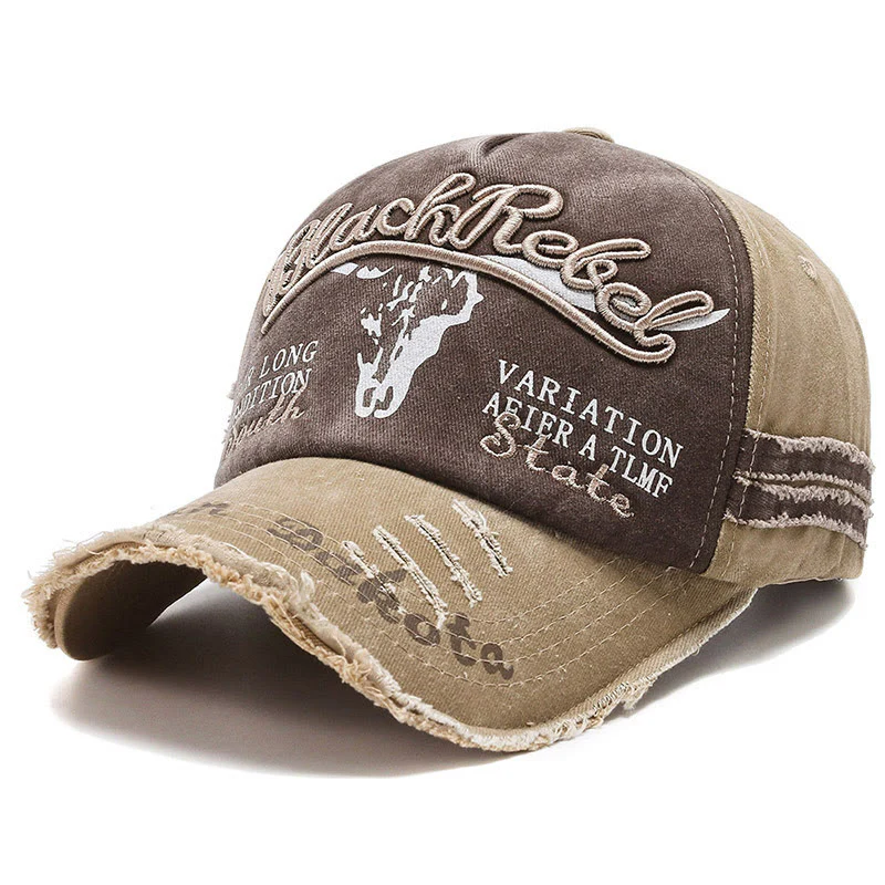 Vintage Western Style Worn-out Longhorned Bullhead Baseball Cap - Image 7