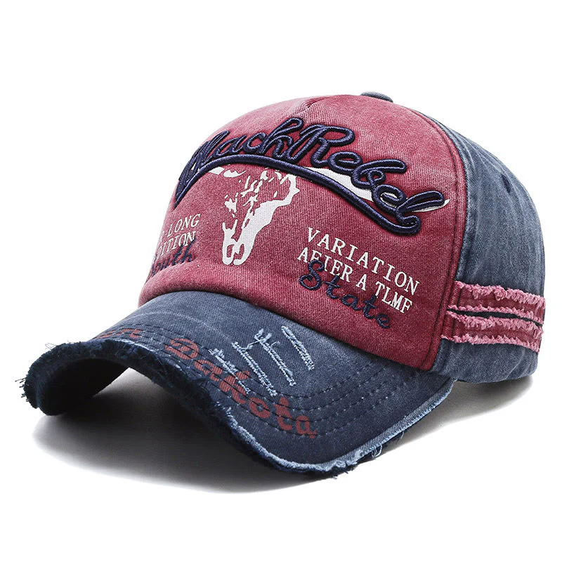 Vintage Western Style Worn-out Longhorned Bullhead Baseball Cap - Image 9