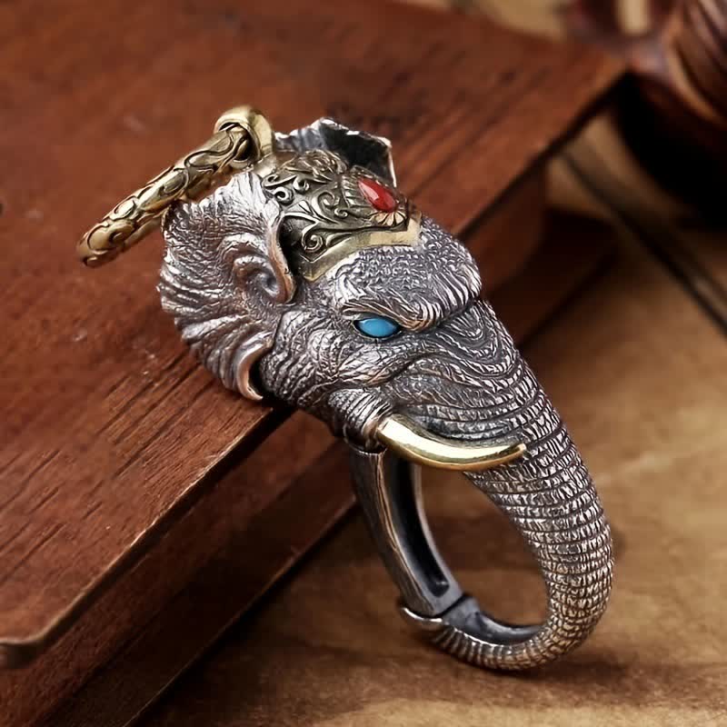 Vivid Handmade Sculpture Elephant Head Keychain