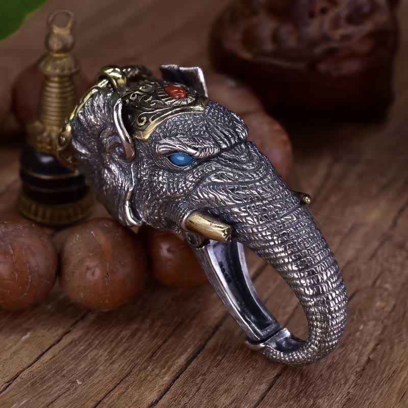 Vivid Handmade Sculpture Elephant Head Keychain - Image 3