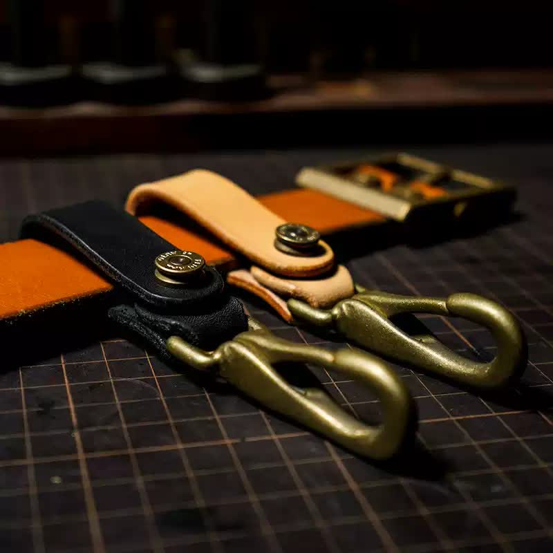 Waist Hanging Retro Genuine Leather Belt Loop Keychain - Image 4