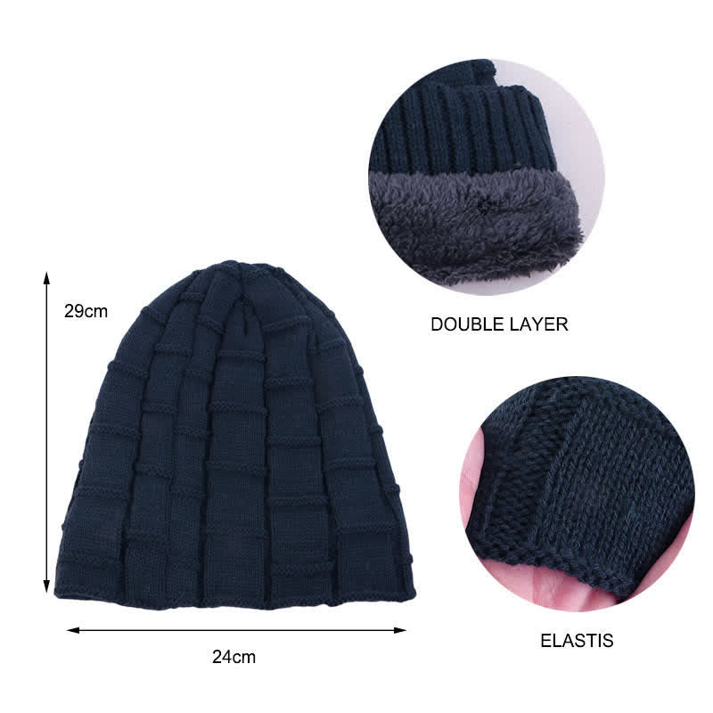 Warm Fur Lined Beanie Knitted Hat - Image 3