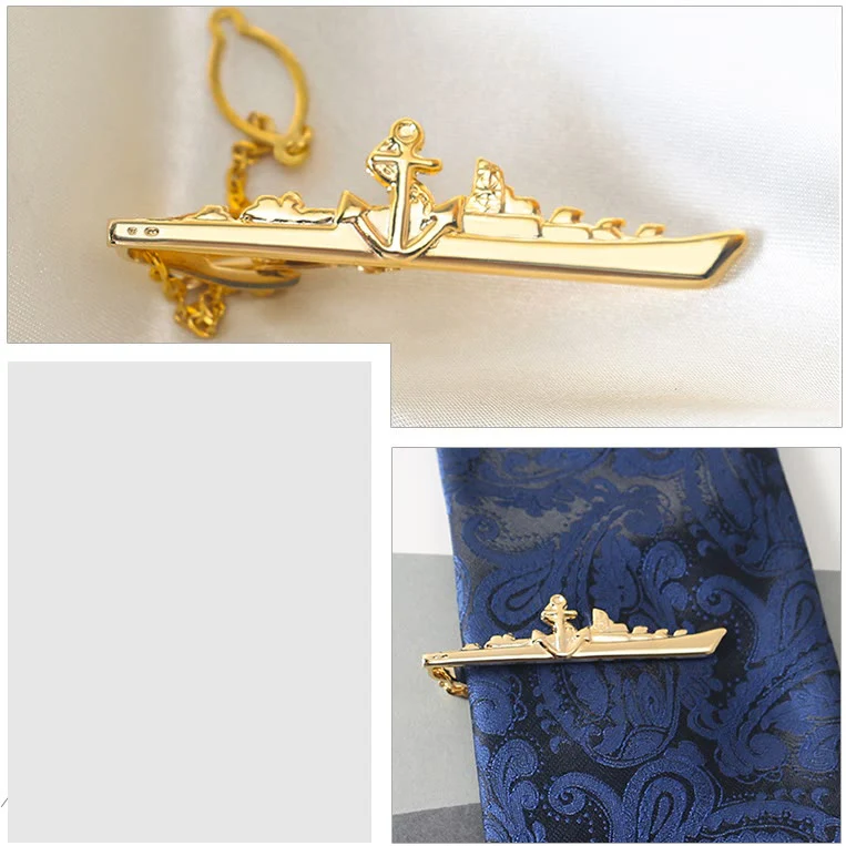 Warship Shape With Anchor Tie Clip For Suit - Image 3