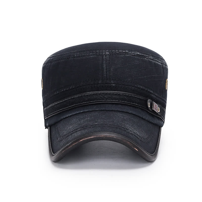 Washed Fabric Cadet Military Flat Top Hat - Image 3