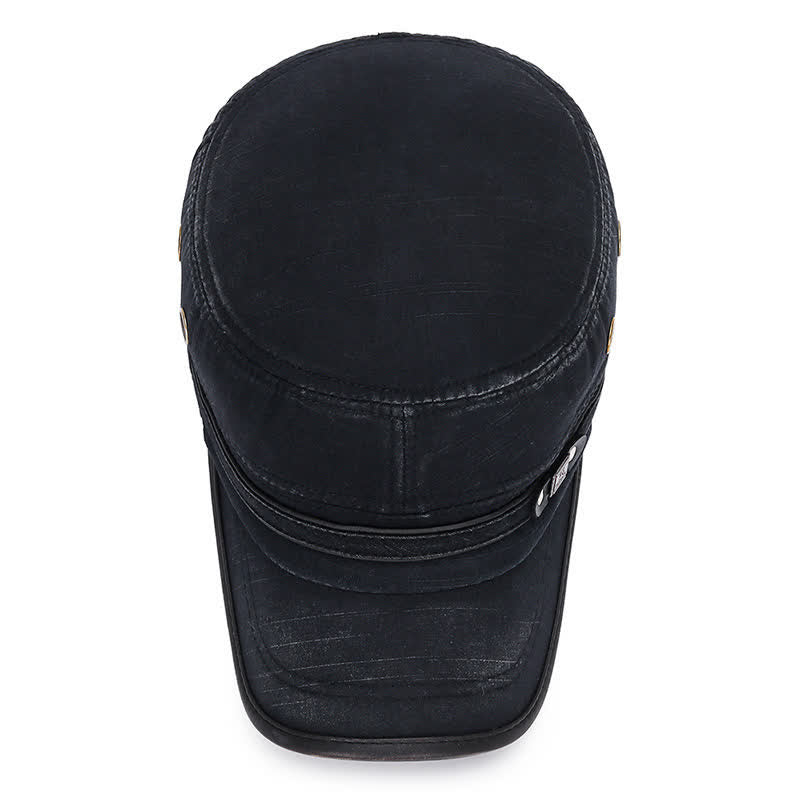 Washed Fabric Cadet Military Flat Top Hat - Image 4