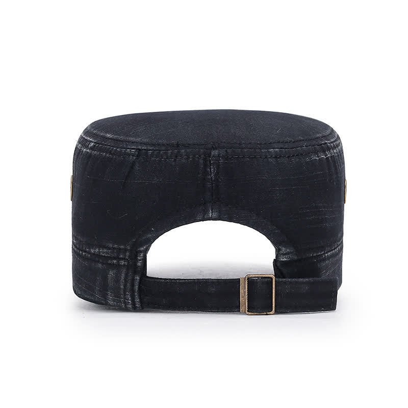 Washed Fabric Cadet Military Flat Top Hat - Image 5