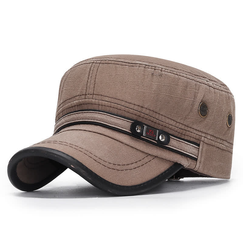 Washed Fabric Cadet Military Flat Top Hat - Image 6