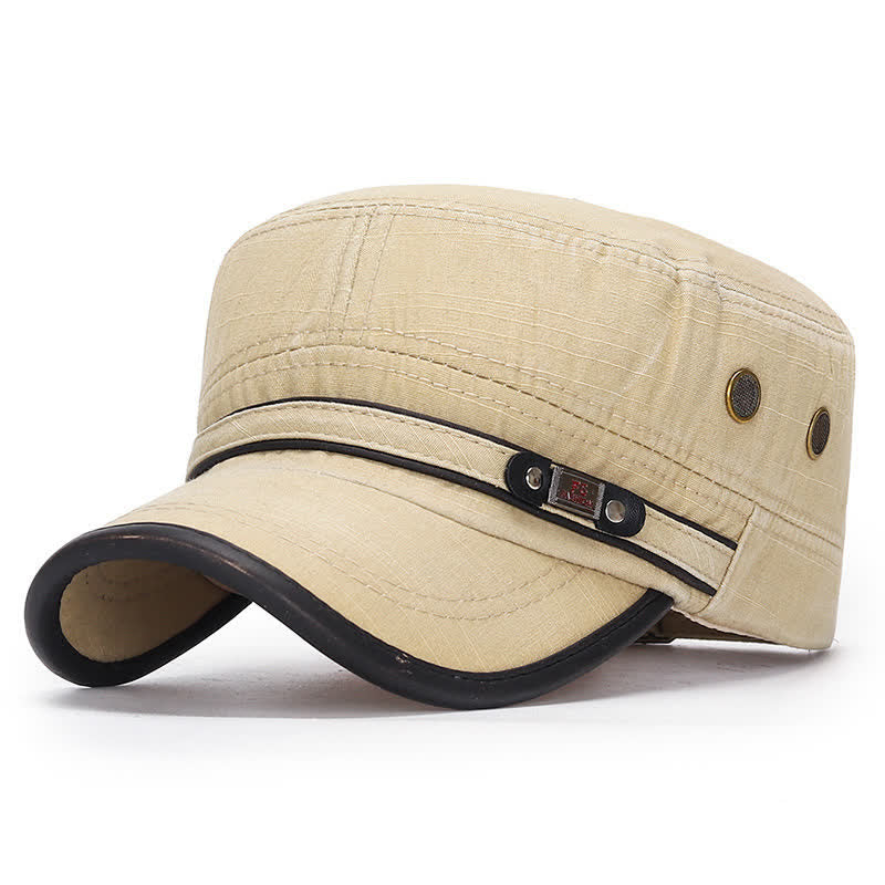 Washed Fabric Cadet Military Flat Top Hat - Image 7