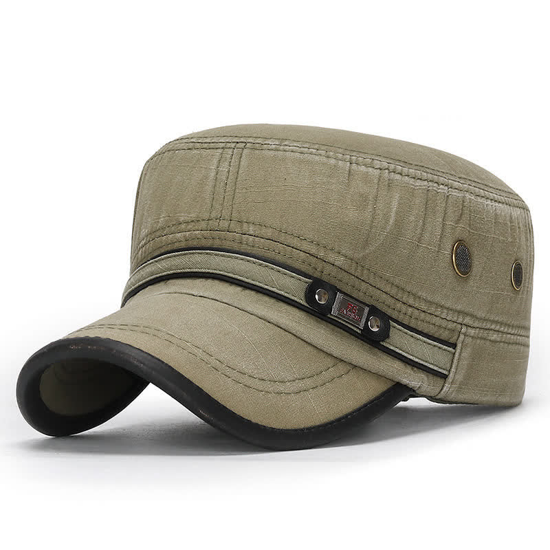 Washed Fabric Cadet Military Flat Top Hat - Image 8