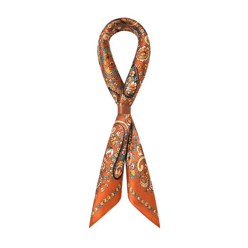 Weastern Style Orange Wild Paisley Floral Square Scarf - Image 5