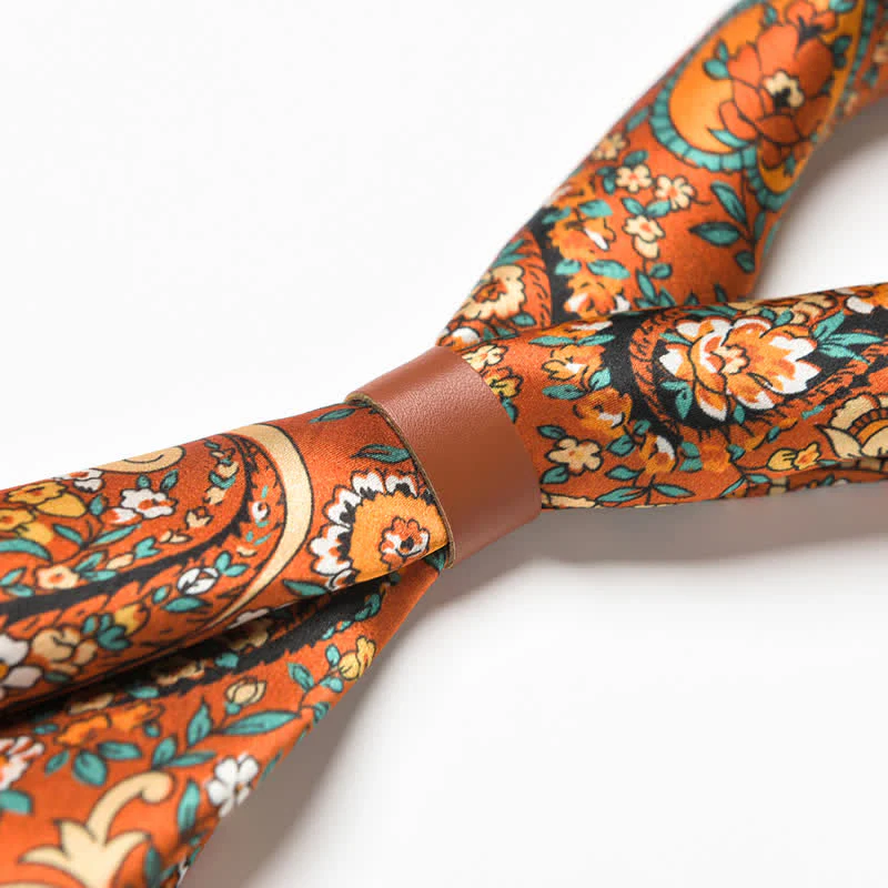 Weastern Style Orange Wild Paisley Floral Square Scarf - Image 6