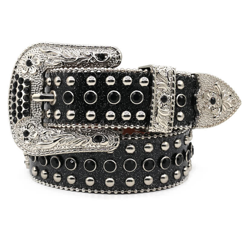 Western Bling Cross Rivet Studs Leather Belt - Image 3