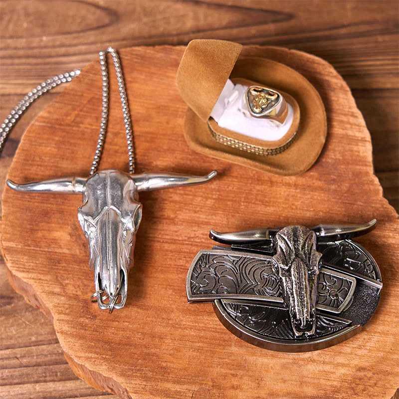 Western Cow DIY Hidden Knife Belt Buckle With Bull Ring Bundle Set - Image 2