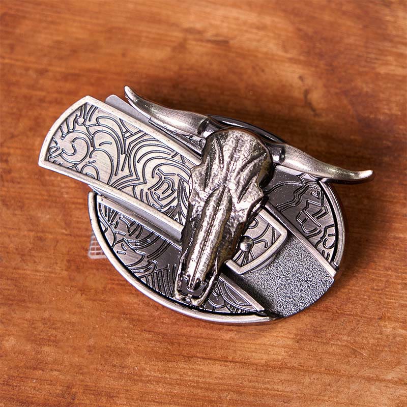 Western Cow DIY Hidden Knife Belt Buckle With Bull Ring Bundle Set - Image 3