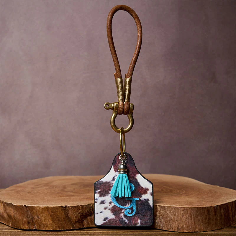 Western Cow Letter Print Pendant Horseshoe Buckle Keychain - Image 10