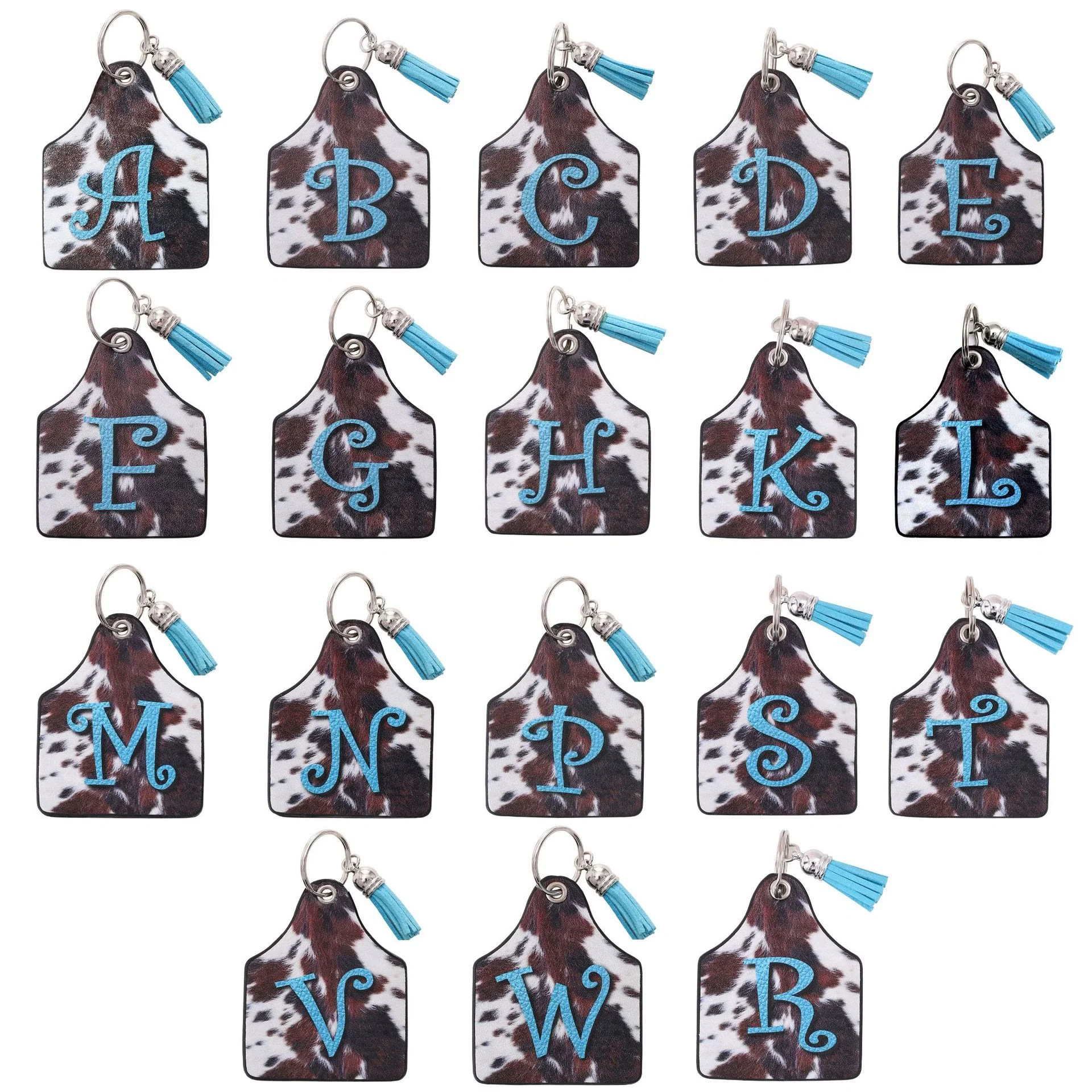 Western Cow Letter Print Pendant Horseshoe Buckle Keychain - Image 6