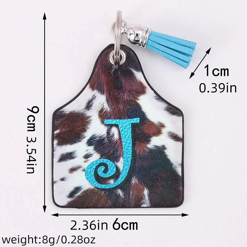 Western Cow Letter Print Pendant Horseshoe Buckle Keychain - Image 7