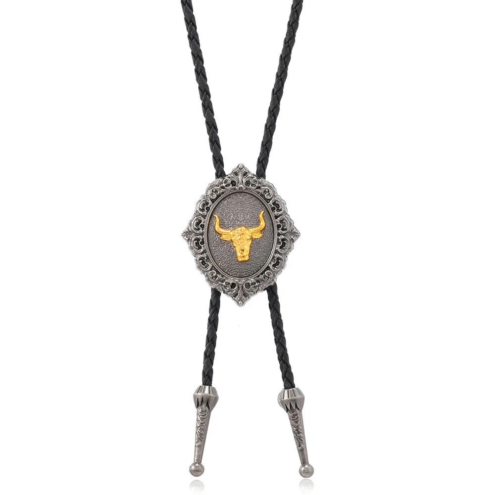 Western Cowboy Gold Longhorn's Head Bolo Tie - Image 4