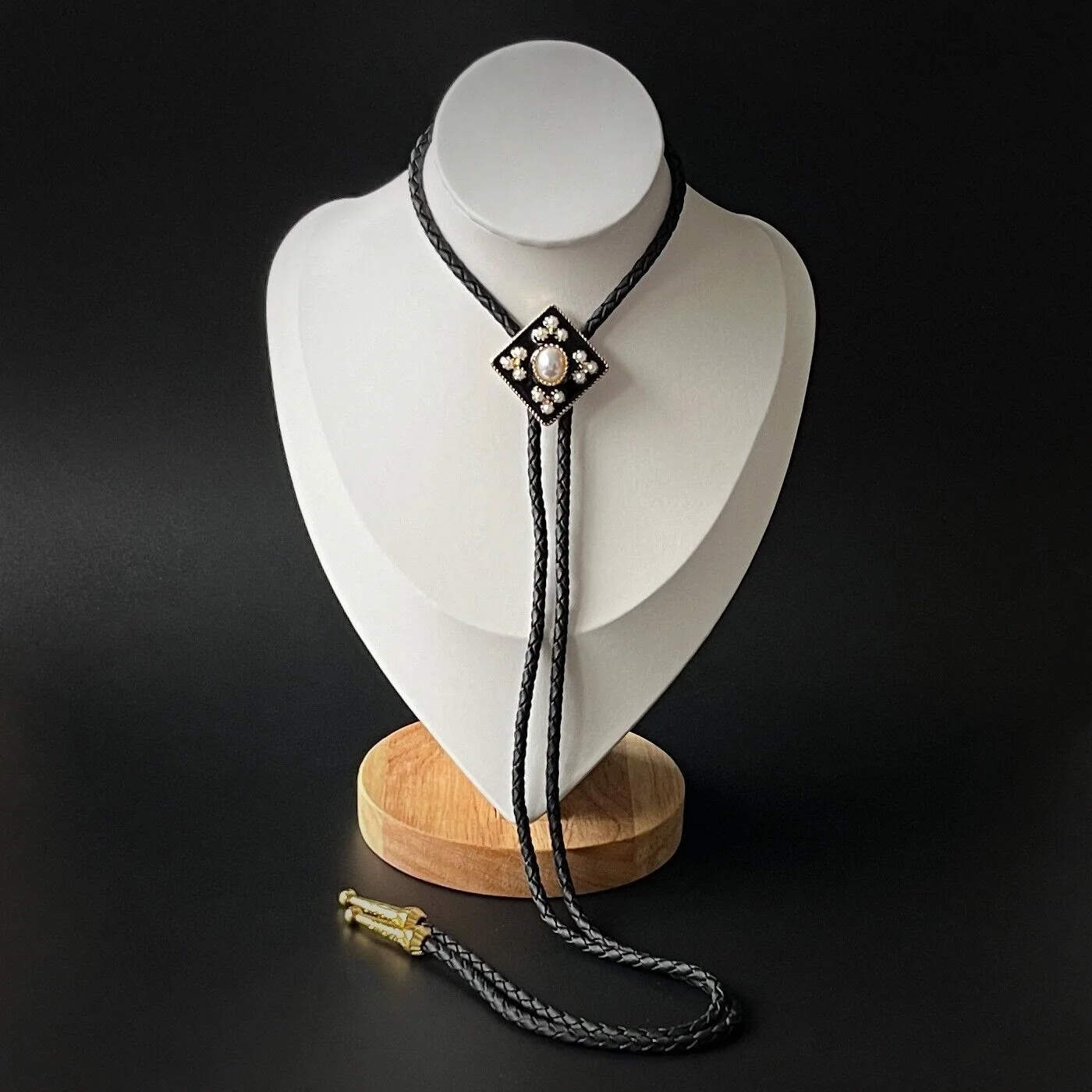 Western Cowboy Pearl Cross Bolo Tie Wedding Gift - Image 2