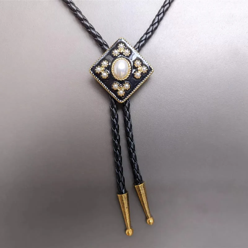 Western Cowboy Pearl Cross Bolo Tie Wedding Gift - Image 5