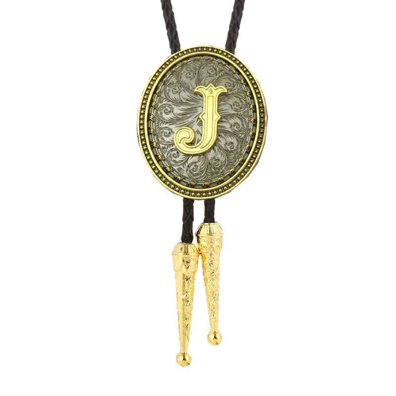 Western Cowboy Shirt Accessory Alphabet A To Z Bolo Tie - Image 14