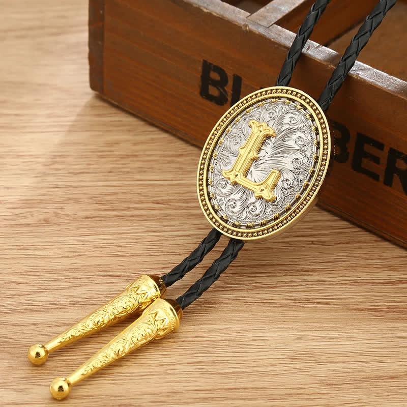 Western Cowboy Shirt Accessory Alphabet A To Z Bolo Tie - Image 16