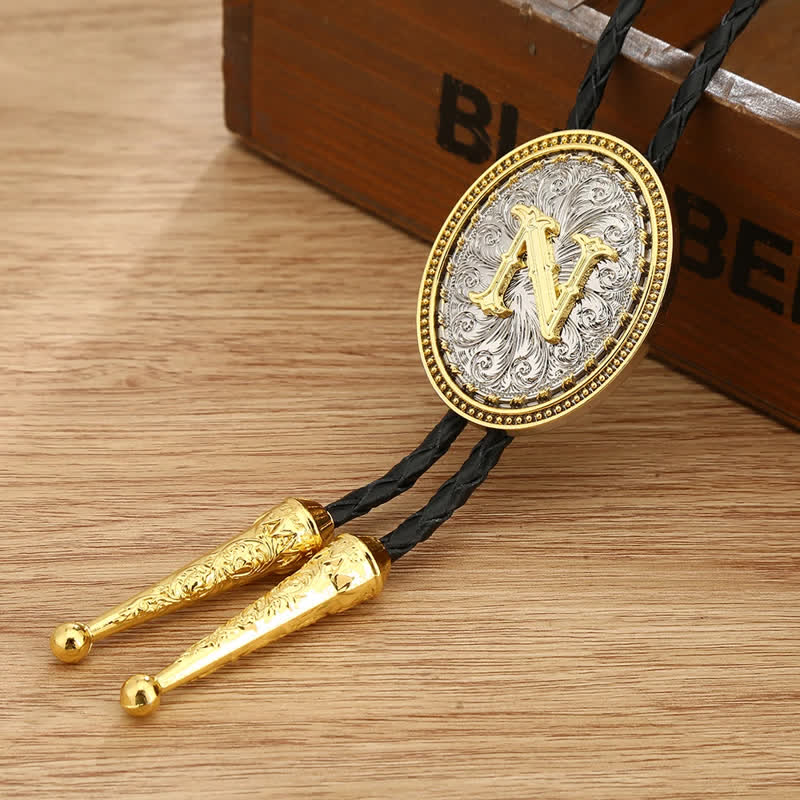 Western Cowboy Shirt Accessory Alphabet A To Z Bolo Tie - Image 18