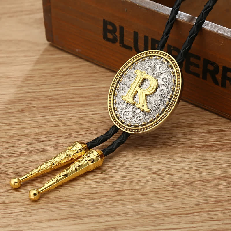 Western Cowboy Shirt Accessory Alphabet A To Z Bolo Tie - Image 22