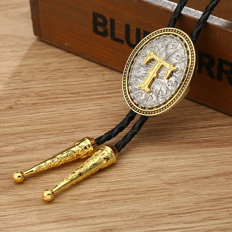 Western Cowboy Shirt Accessory Alphabet A To Z Bolo Tie - Image 24