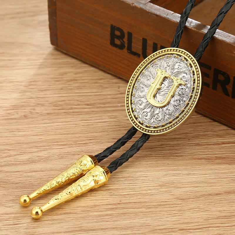 Western Cowboy Shirt Accessory Alphabet A To Z Bolo Tie - Image 25