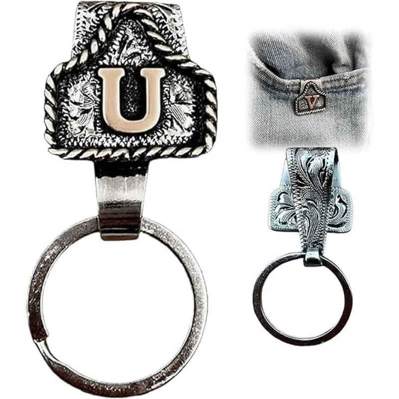 Western Cowboy Style Retro Letter Metal Keychain - Image 24