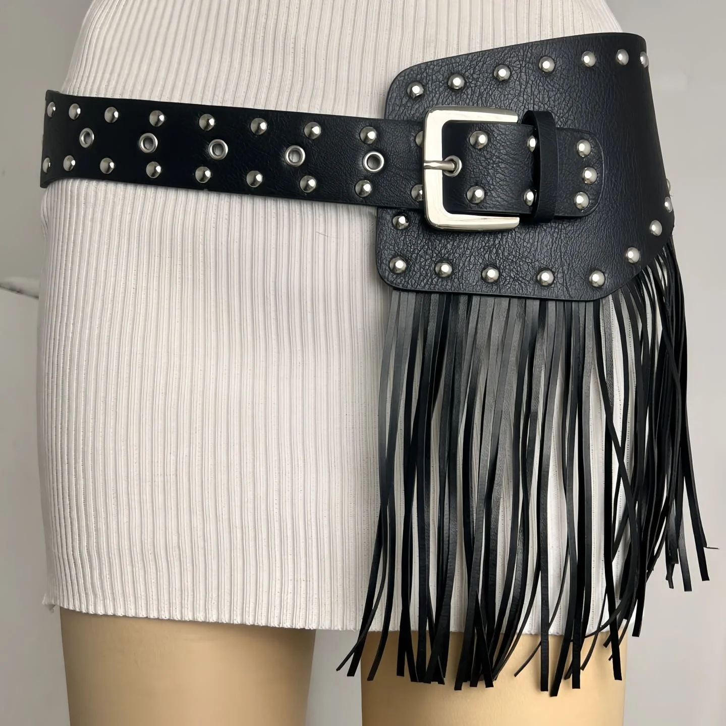 Western Cowboy Women's Hippie Tassel Leather Corset Belt - Image 6