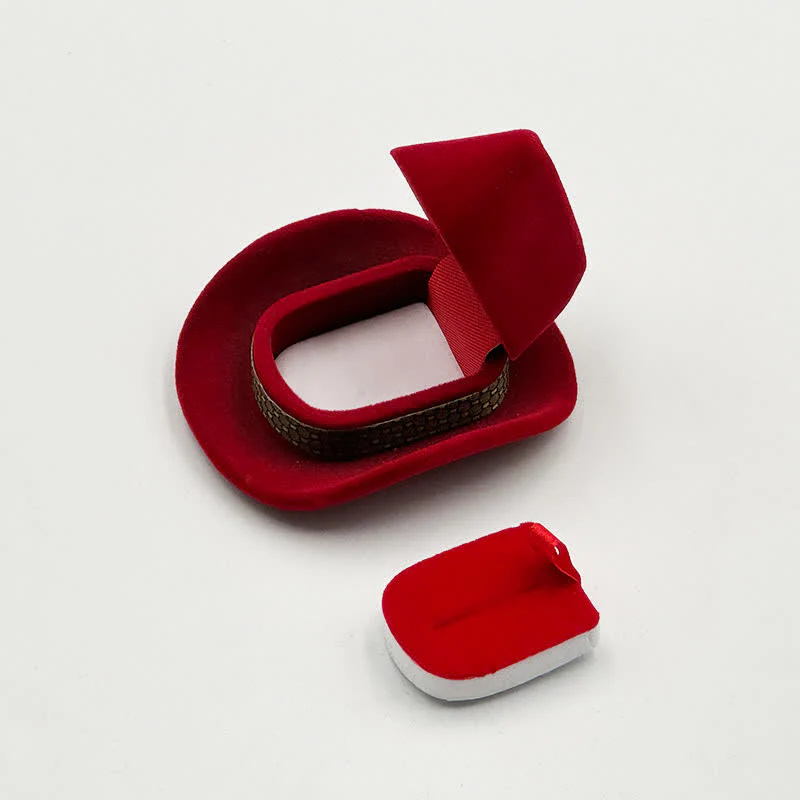 Western Cute Cowboy Hat Velvet Ring Box - Image 10