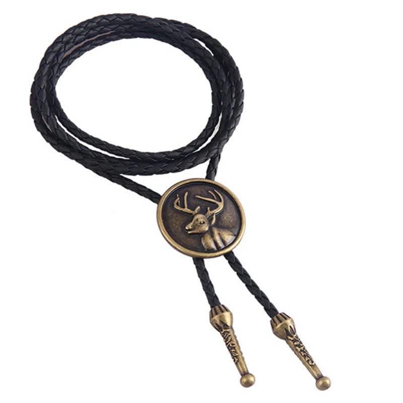 Western Deer Head Cowboy Rodeo Bolo Tie - Image 2