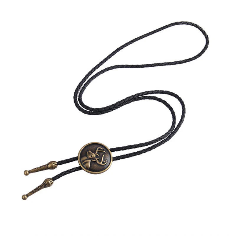Western Deer Head Cowboy Rodeo Bolo Tie - Image 3
